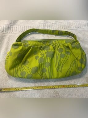 Amy Butler lime green floral pouchette handbag